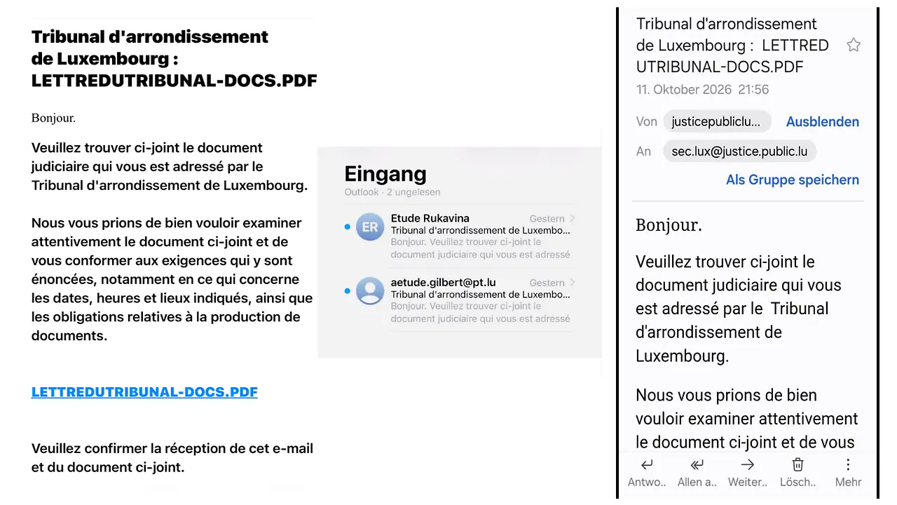 warnung der luxemburgischen Polizei vor gefälschten E-Mails - Foto Polizei Luxemburg.png