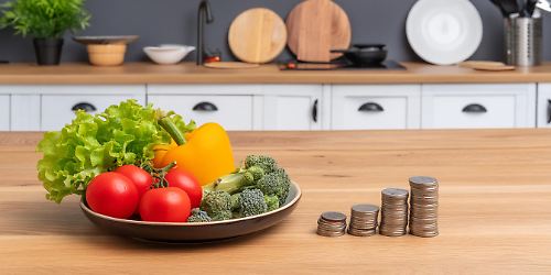 Gemüse und Kleingeld auf einem Küchentisch - Foto AdobeFirefly KI.jpg
